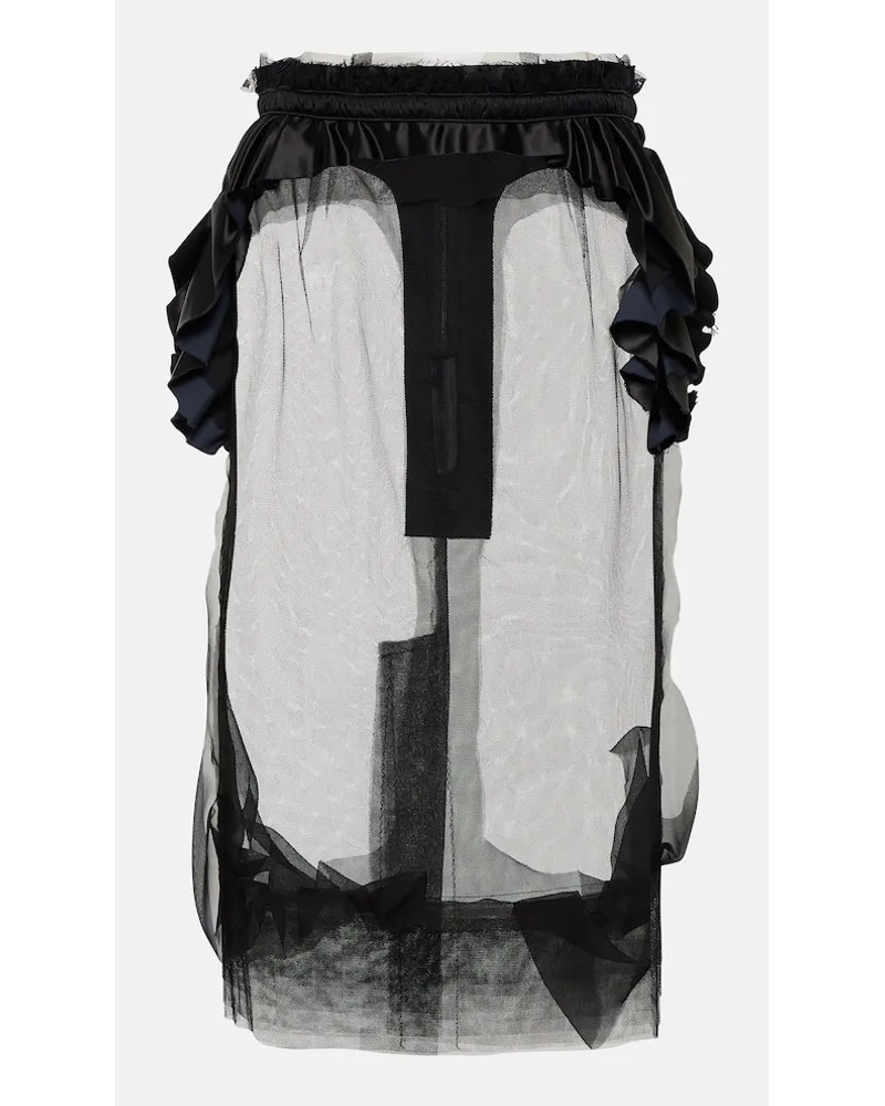 Maison Margiela Gonna midi in tulle con ruches Nero