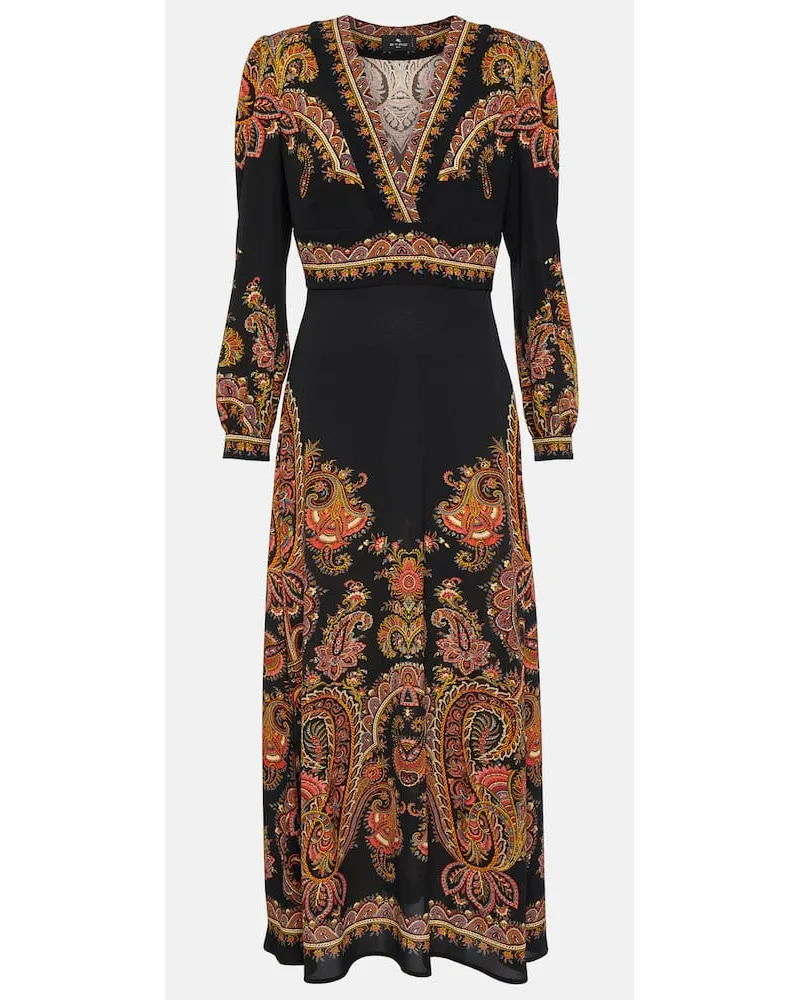 Etro Abito midi con stampa paisley Nero