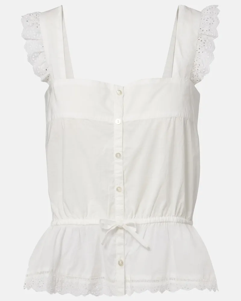 Poupette St Barth Top Clive in popeline di cotone Bianco