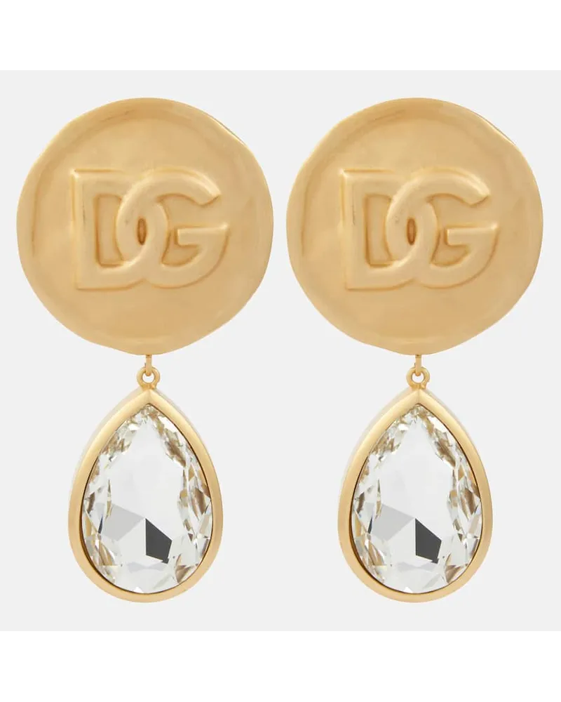 Dolce & Gabbana Orecchini pendenti DG con cristalli Oro