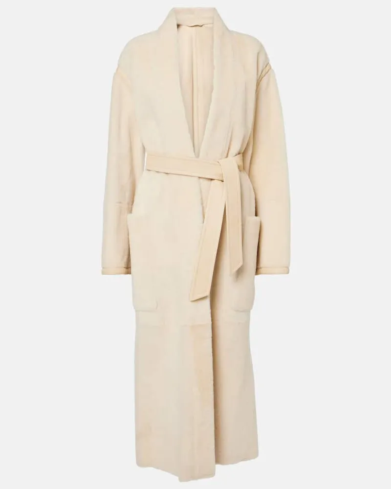 Max Mara Cappotto Glassa in shearling Bianco
