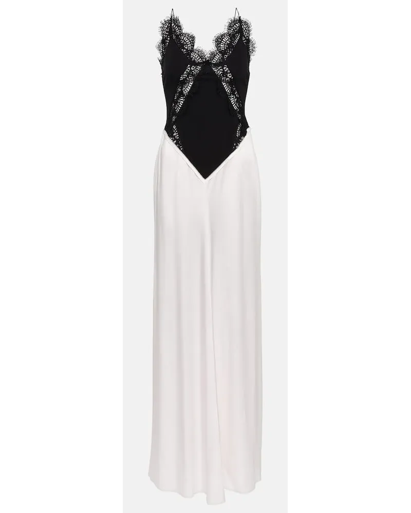 Victoria Beckham Abito lungo in raso con pizzo Bianco