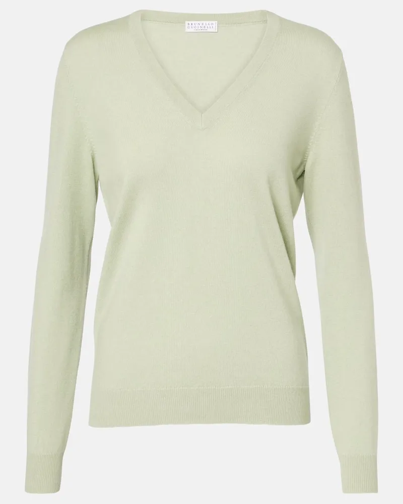 Brunello Cucinelli Pullover Monili in cashmere Verde
