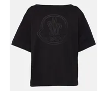 Moncler T-shirt in jersey di cotone con logo Nero