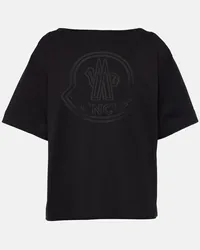 Moncler T-shirt in jersey di cotone con logo Nero