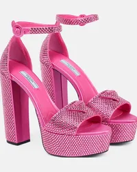 Prada Sandali in raso con plateau Rosa