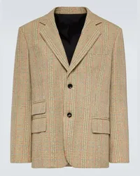 Bottega Veneta Blazer in misto lana e cotone a quadri Beige