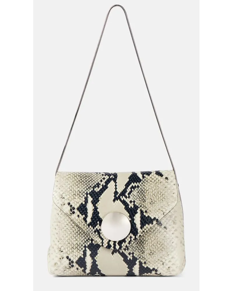 KHAITE Borsa a spalla Bobbi in pelle stampata Bianco