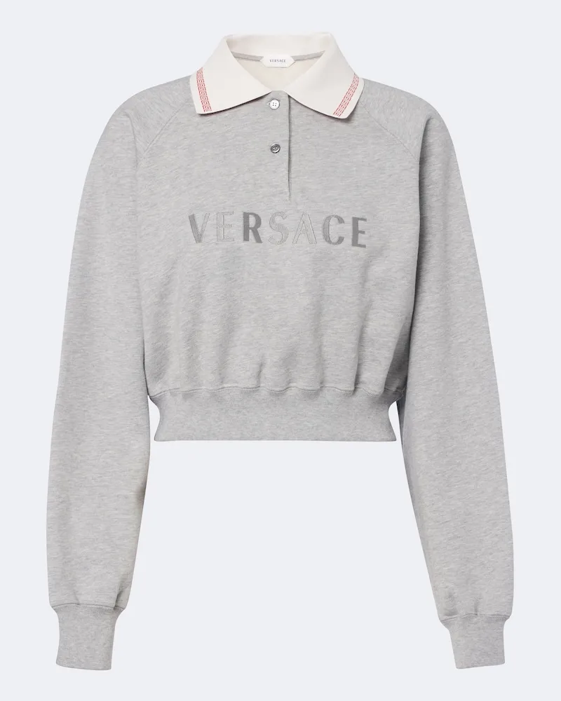 Versace Polo cropped in jersey di cotone Grigio