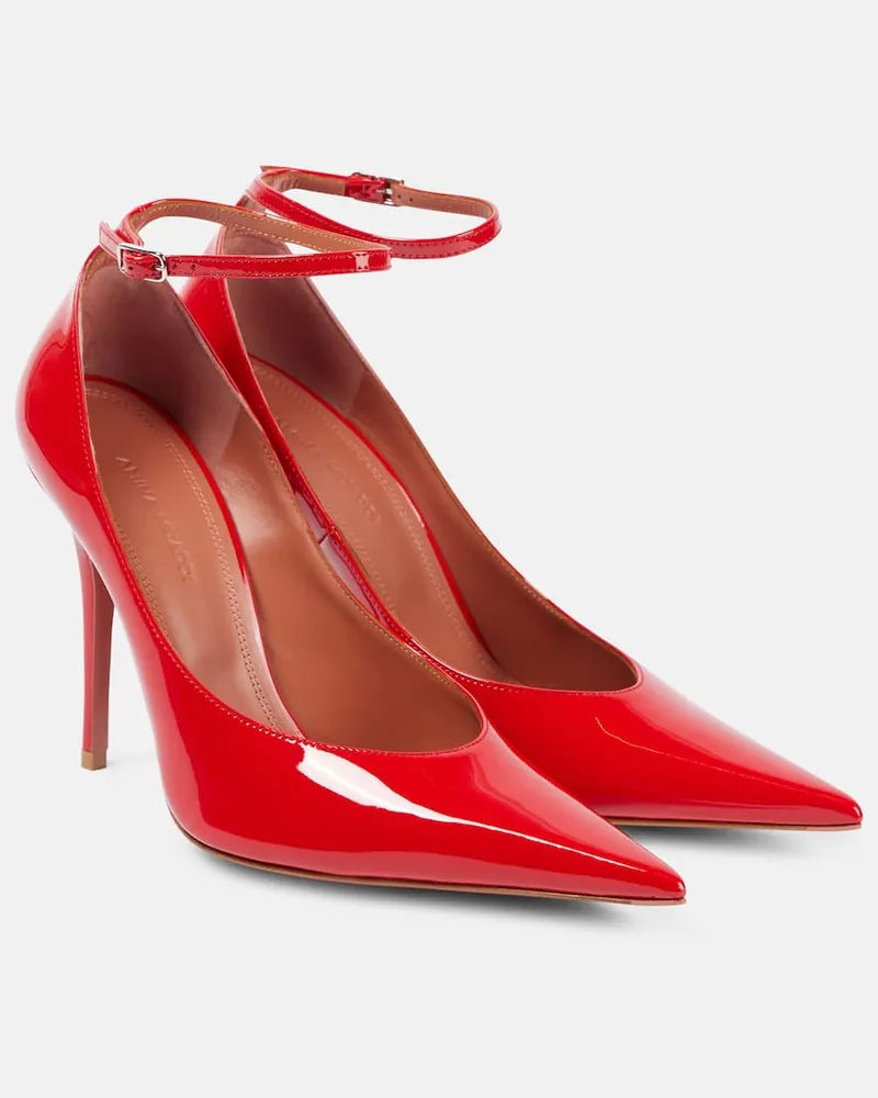 Amina Muaddi Pumps Anok 105 in vernice Rosso