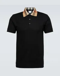 Burberry Polo in cotone piqué Burberry Check Nero