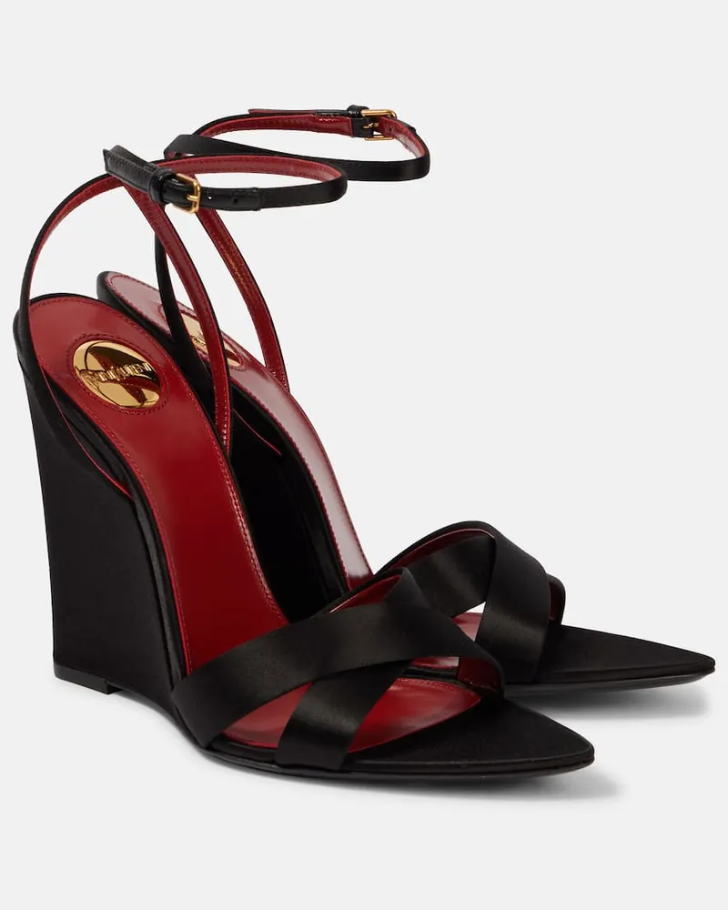Saint Laurent Sandali Bibi 110 in crÃªpe di raso Nero