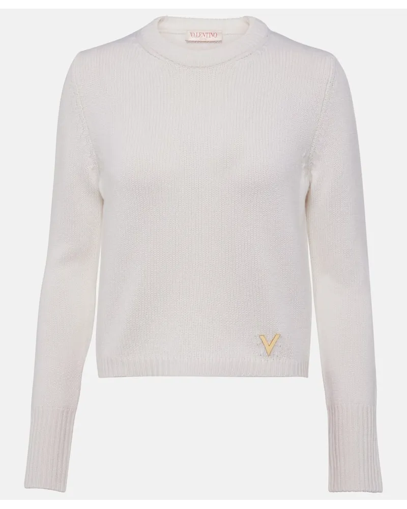 Valentino Garavani Pullover VGold in cashmere Bianco