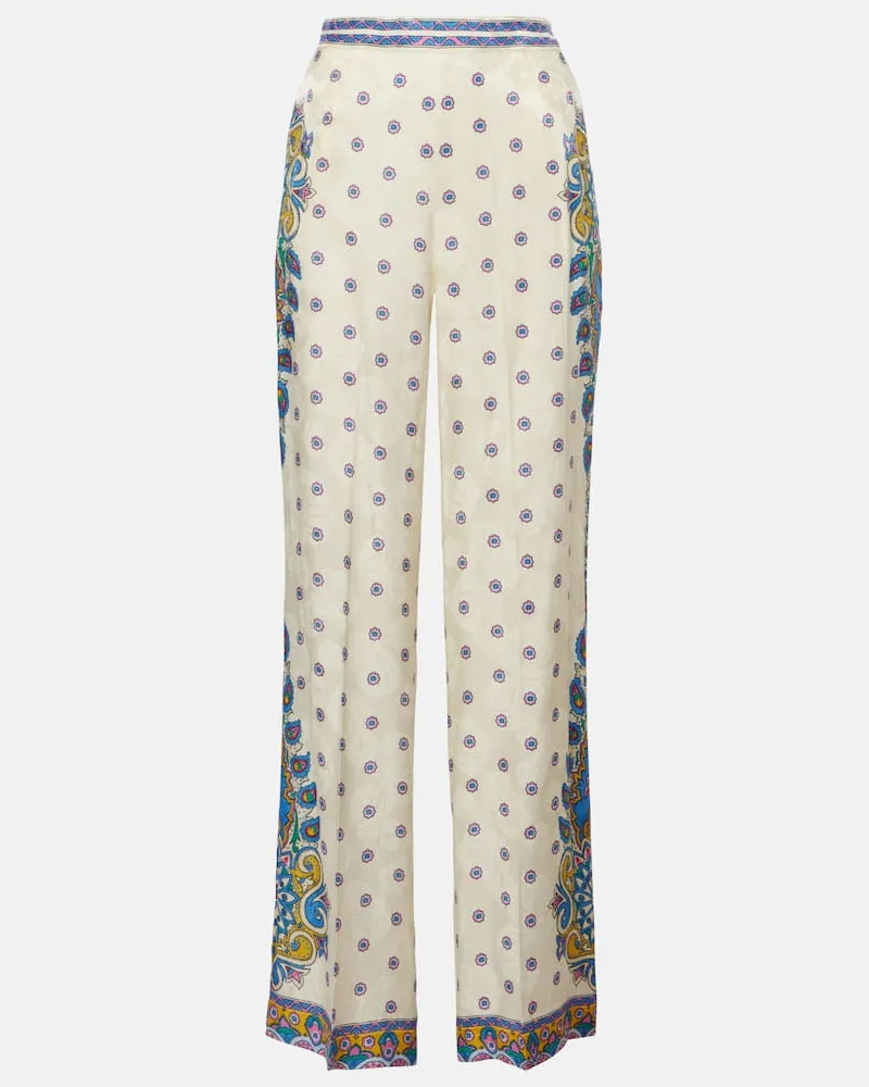 Etro Pantaloni regular a vita alta con stampa Bianco