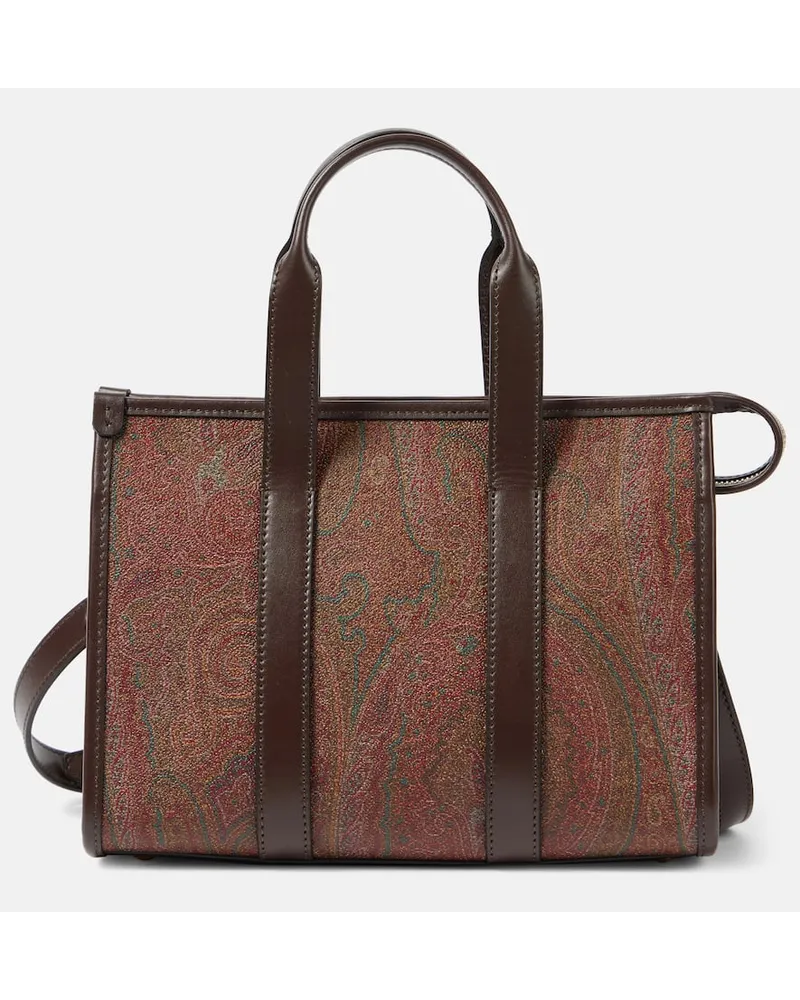 Etro Borsa Bauletto Large in canvas paisley Marrone