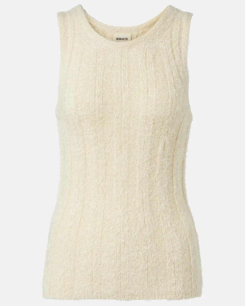 KHAITE Top Lena in cashmere e seta Bianco