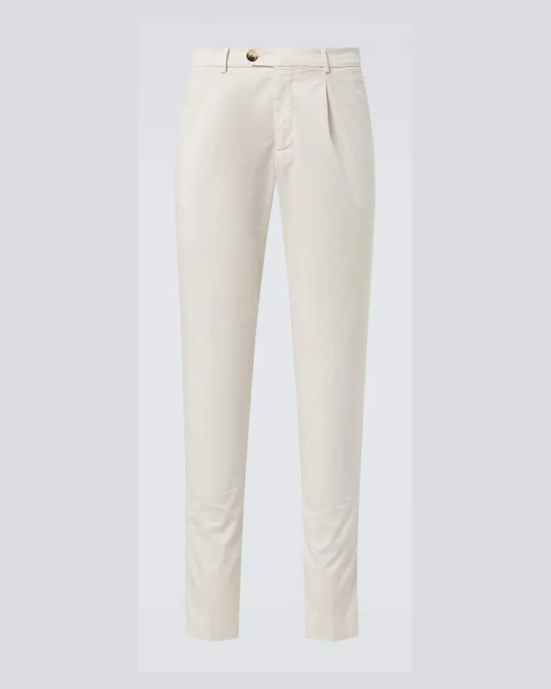 Brunello Cucinelli Pantaloni slim in misto cotone Bianco