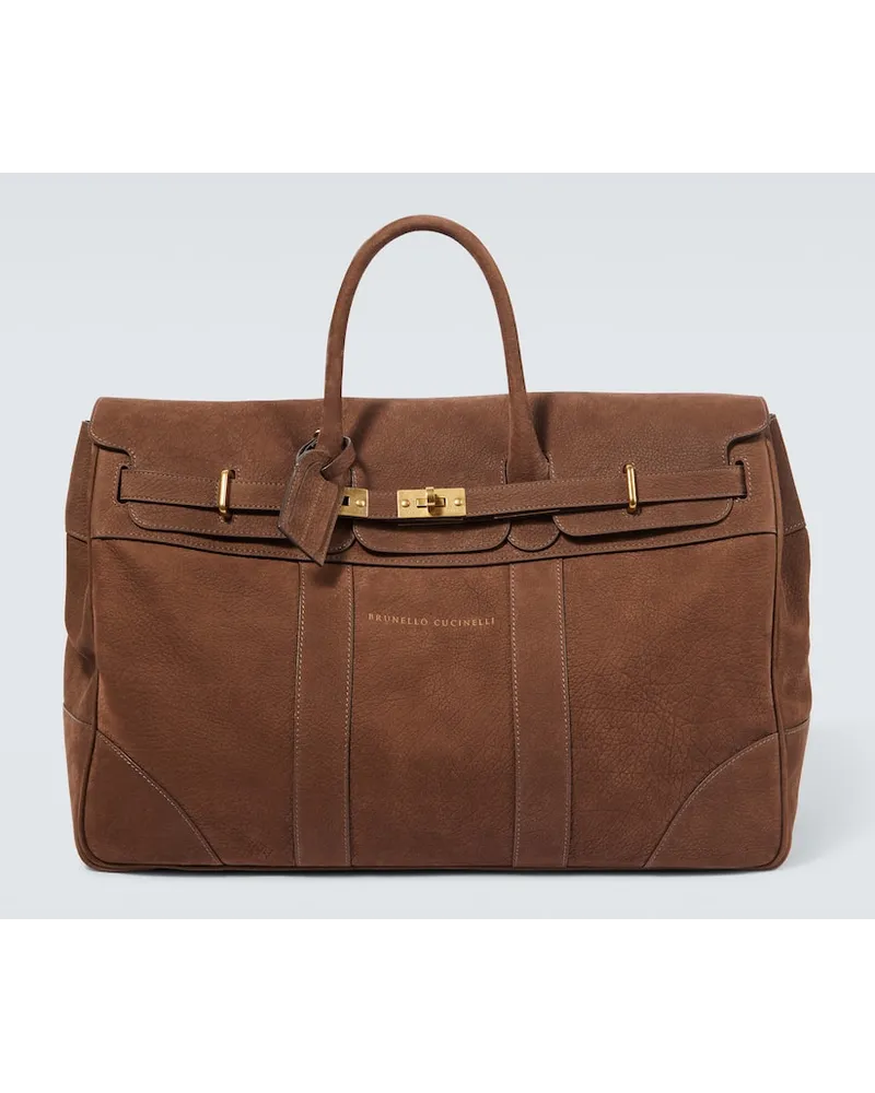 Brunello Cucinelli Borsa da viaggio Country in pelle Marrone