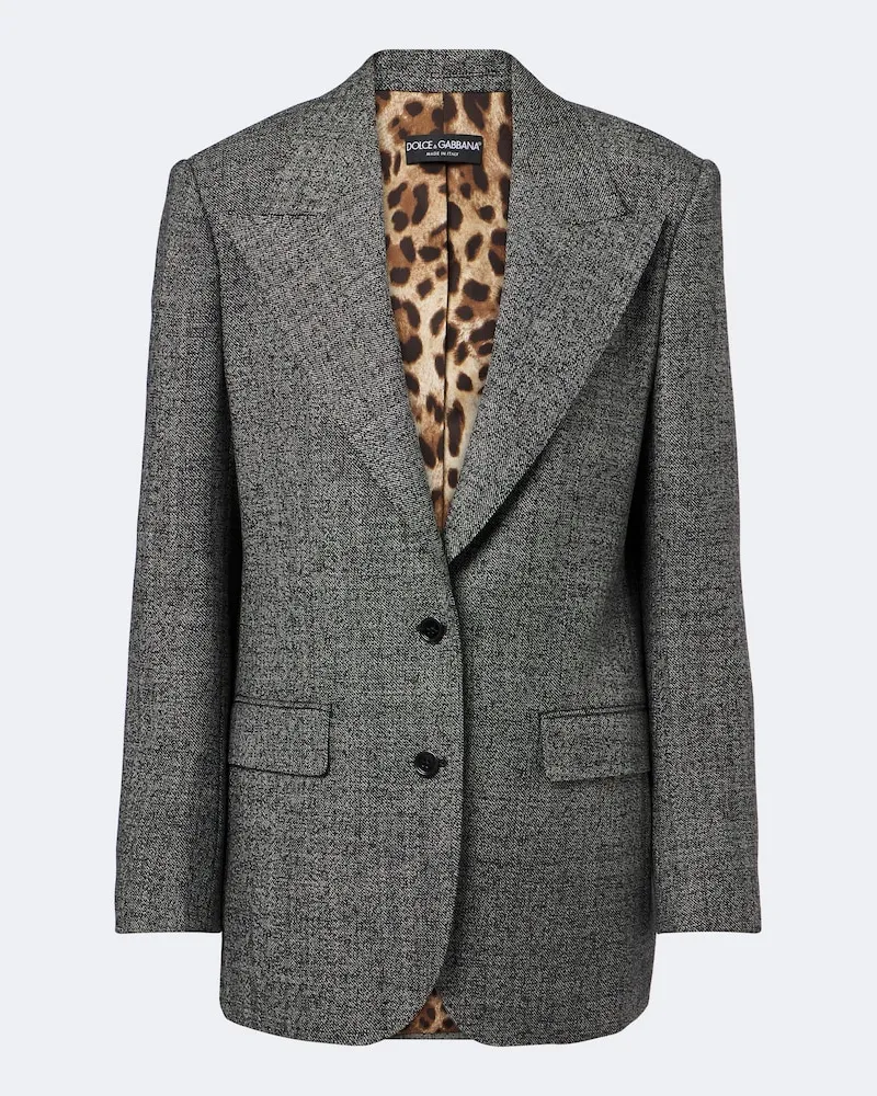 Dolce & Gabbana Blazer in tweed di lana vergine Grigio
