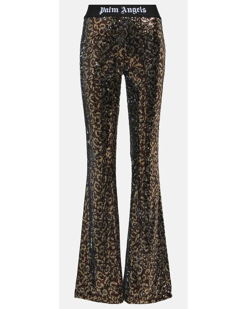 Palm Angels Pantaloni flared con paillettes Multicolore