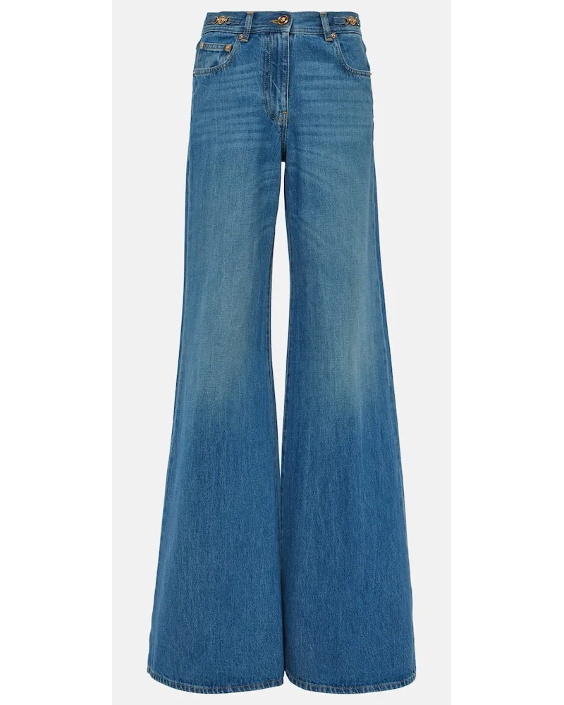 Versace Jeans flared Medusa â95 a vita alta Blu