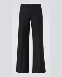 Alexander McQueen Pantaloni a gamba larga in lana e mohair Nero