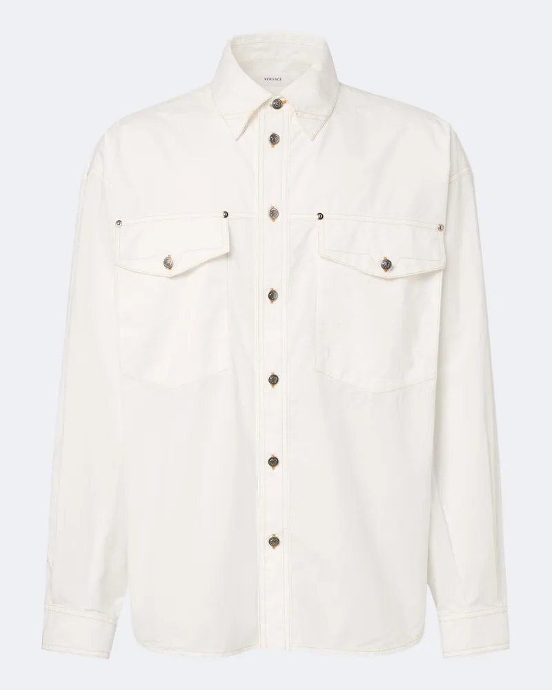 Versace Giacca camicia Medusa di jeans Bianco