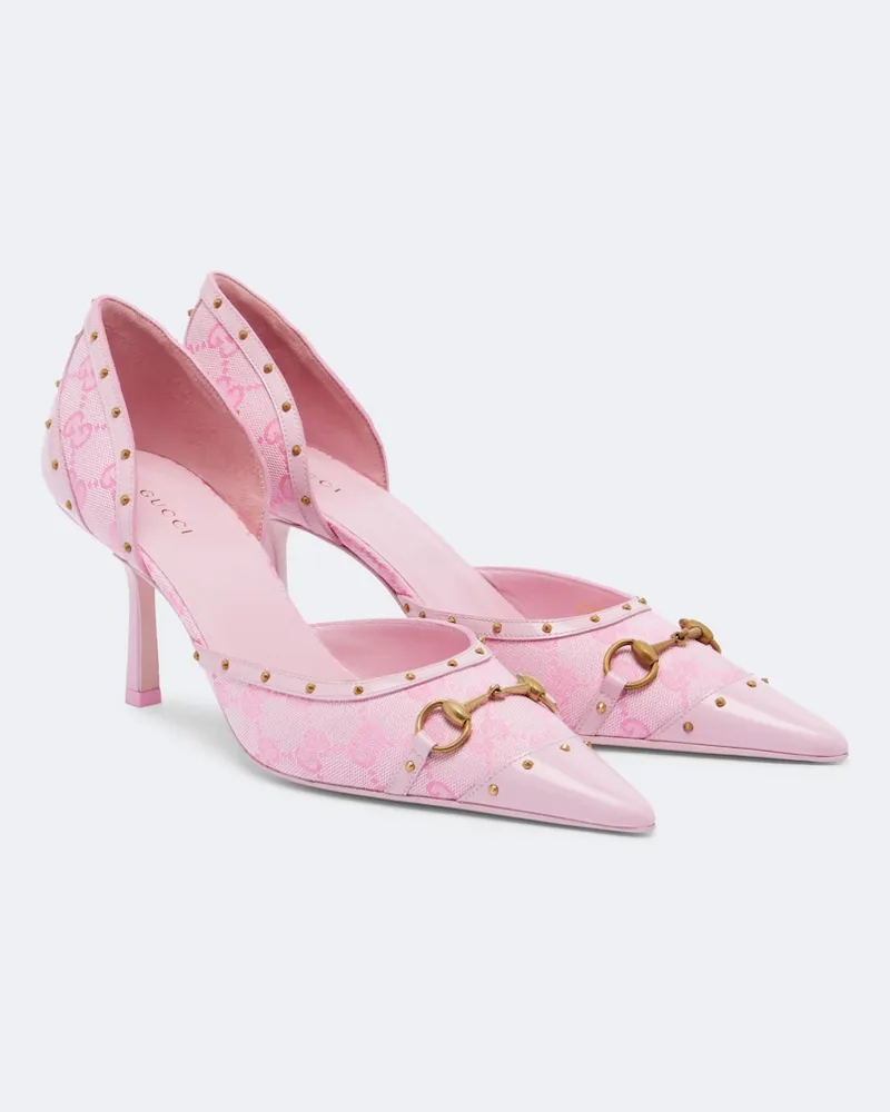 Gucci Pumps Savoy Horsebit in canvas GG Rosa