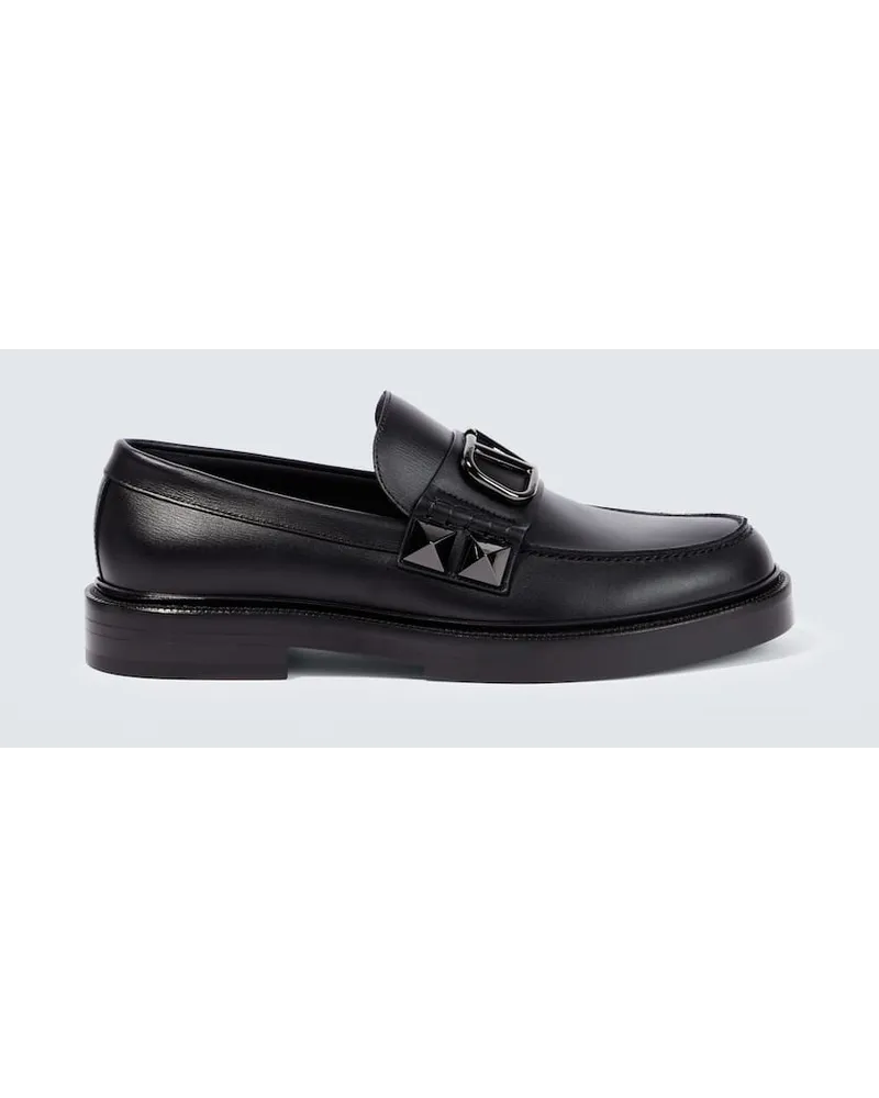 Valentino Garavani Mocassini VLogo Stud Sign in pelle Nero