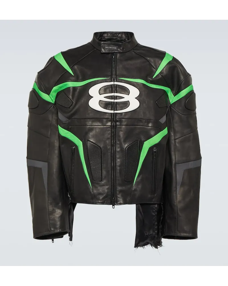 Balenciaga Giacca di pelle con logo Nero