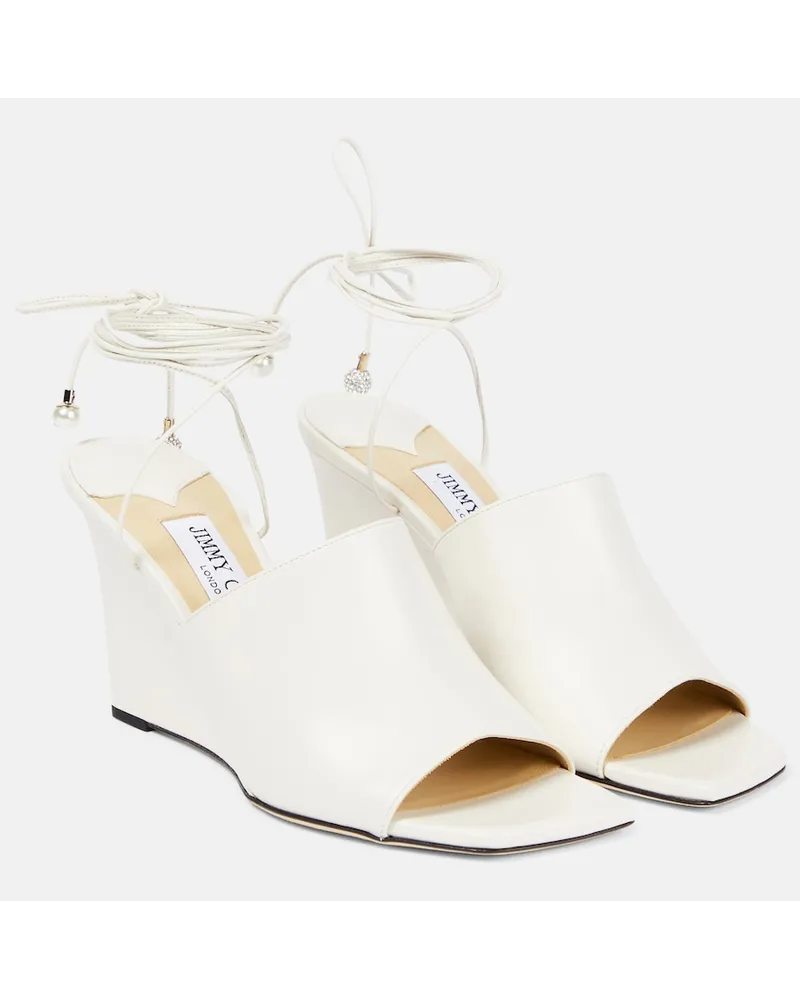 Jimmy Choo Sandali Elyna 85 in pelle con zeppa Neutro