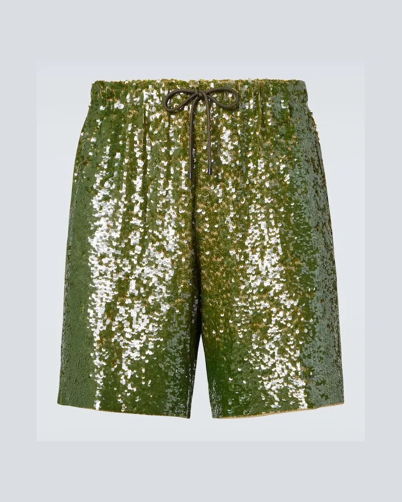 Dries van Noten Bermuda con paillettes Verde