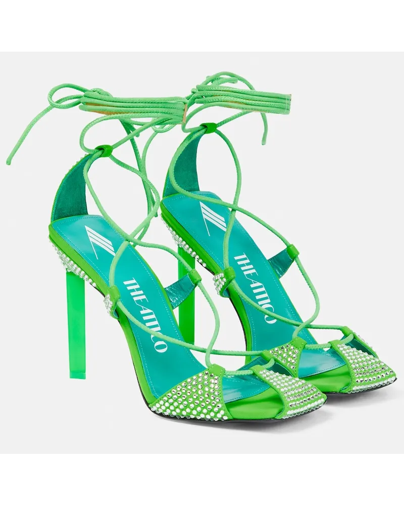 ATTICO Sandali Adele stringati con cristalli Verde