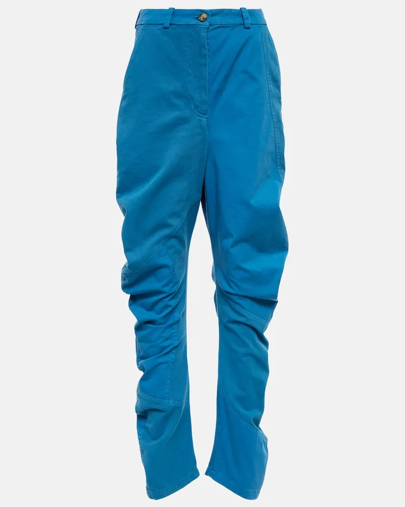 J.W.Anderson Pantaloni distressed Twisted a vita alta Blu