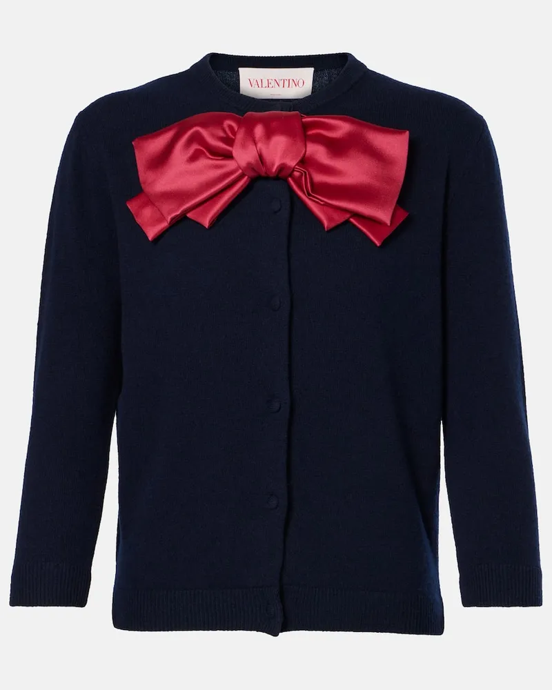Valentino Garavani Cardigan in lana con fiocco Blu