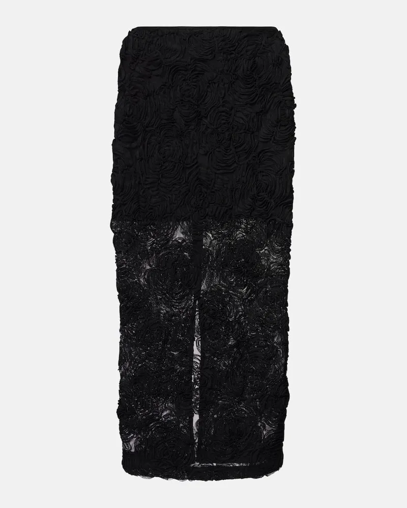 ROTATE Birger Christensen Gonna a tubino con stampa floreale Nero