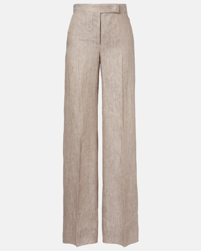 Max Mara Pantaloni Deserto a gamba larga in lino Beige