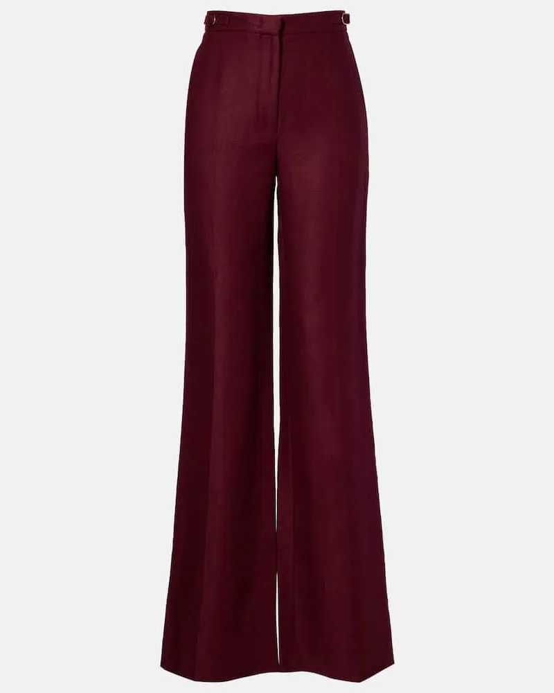 Gabriela Hearst Pantaloni flared Vesta in lino Borgogna