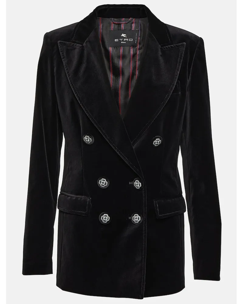 Etro Blazer doppiopetto in velluto Nero