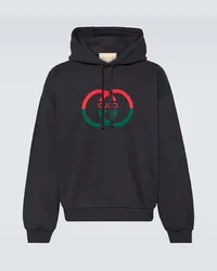 Gucci Felpa Interlocking G in jersey di cotone Nero