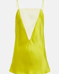 Stella McCartney Camisole in raso con mesh Giallo