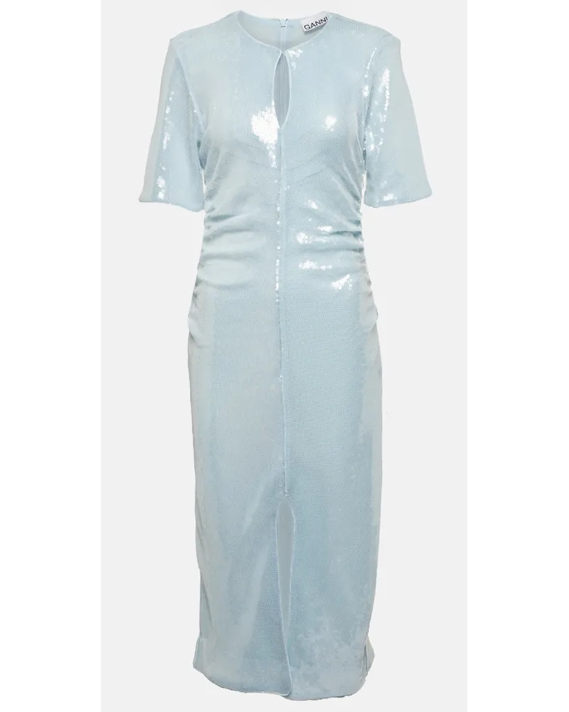 Ganni Abito midi con paillettes Blu