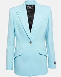 Versace Blazer in misto lana jacquard Blu