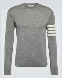 Thom Browne Pullover in lana vergine 4-Bar Grigio