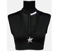 Top cropped Star Stud in maglia a coste