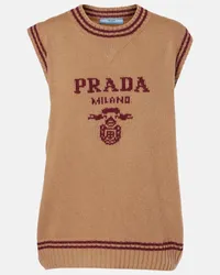 Prada Gilet in lana e cashmere con logo Multicolore