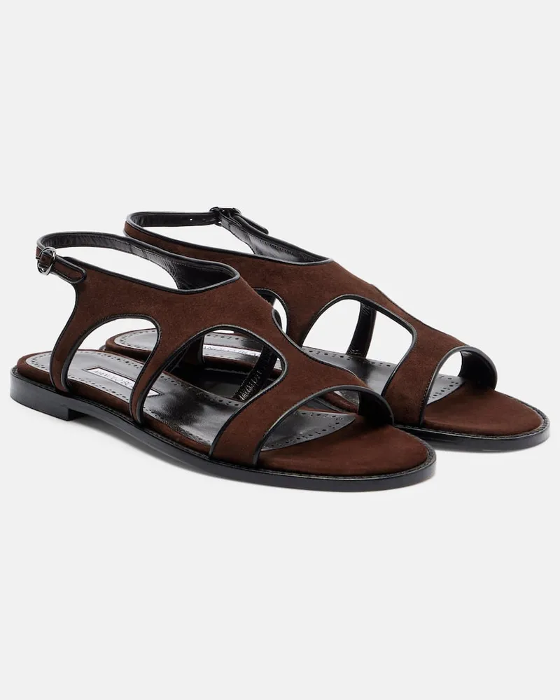 Manolo Blahnik Sandali Rufina in suede Marrone