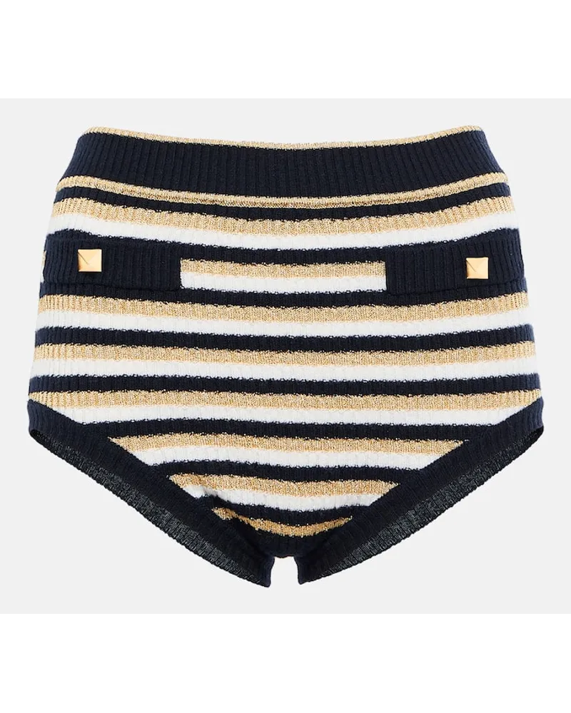 Valentino Garavani Shorts Roman Stud in lana a righe Multicolore