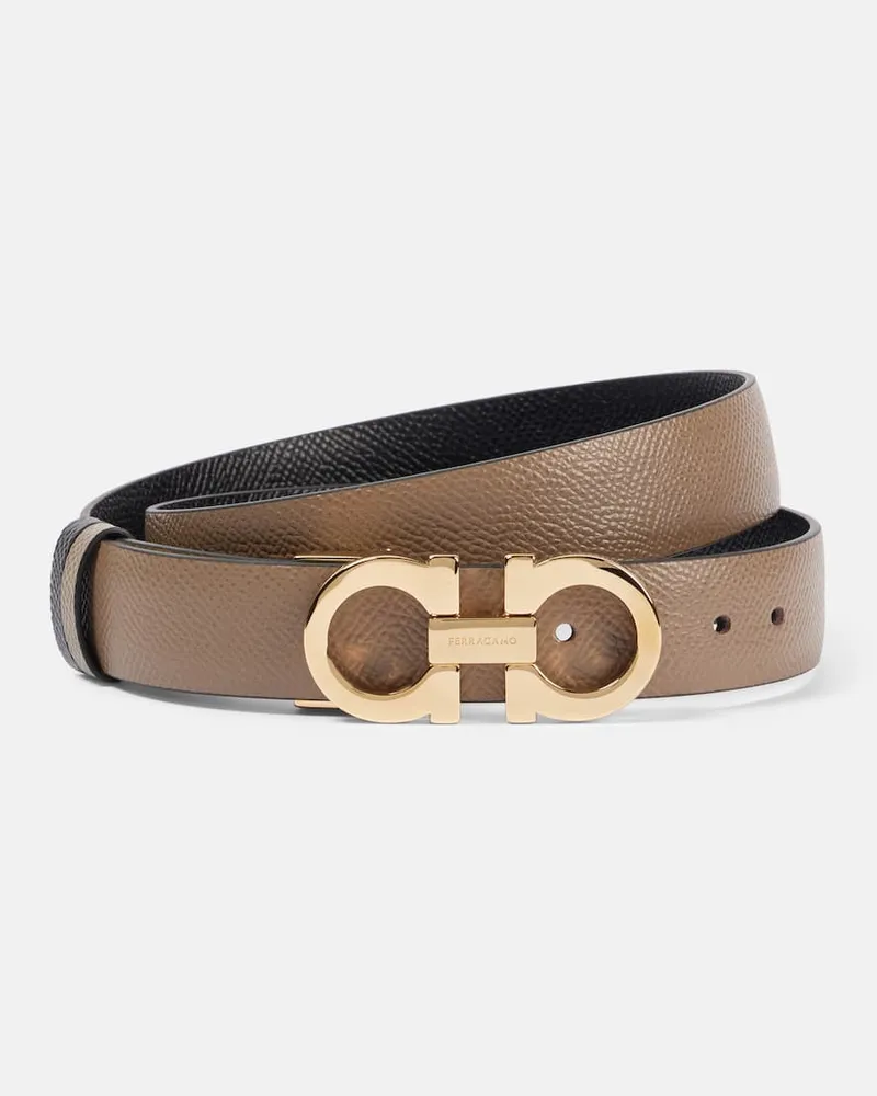 Ferragamo Cintura reversibile Gancini in pelle Beige
