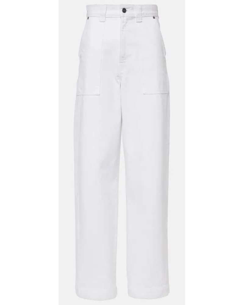 KHAITE Jeans a gamba larga Hewitt a vita alta Bianco